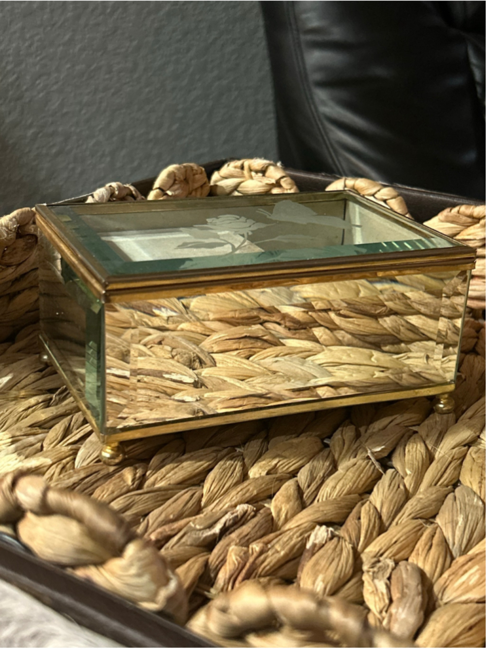 Vintage edge glass, musical jewelry box